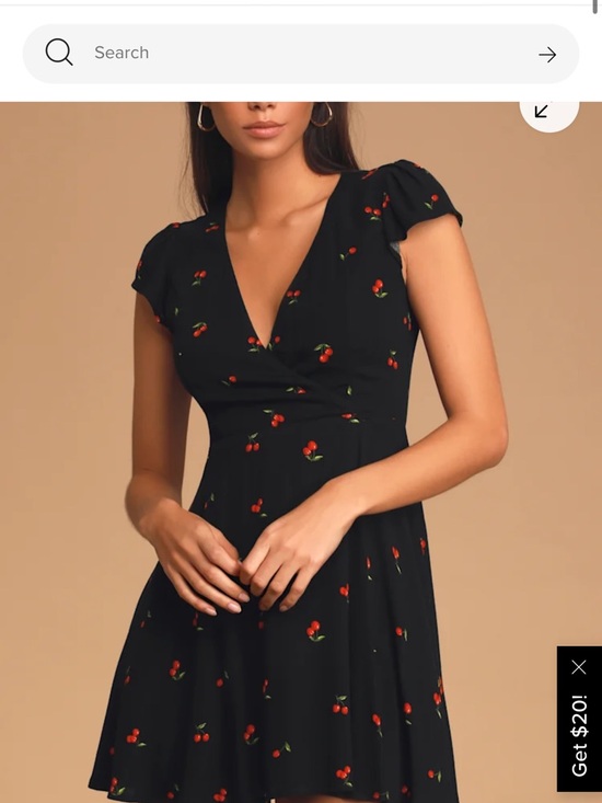 Lulus Dresses & Skirts - Lulu's Black Cherry-Print V-Neck Mini Dress